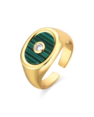 Luxenter ring met 18k goudafwerking Malachiet - Staxo