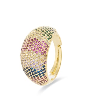 Luxenter ring met veelkleurige zirkonia afgewerkt in 18K geel goud - Ikahi