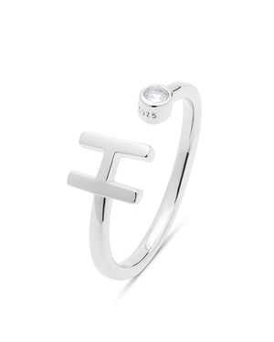 Luxenter 925 Sterling zilveren ring met gerhodineerde briljant zirkonia - Alfabet