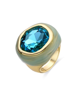 Luxenter Groen Kristal ring afgewerkt in 18K geel goud - Mantis