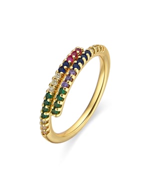 Luxenter ring met multicolor zirkonia 18k goud - Tazel