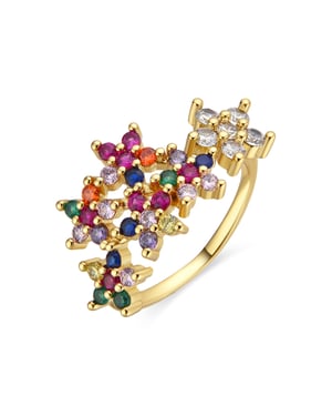 Luxenter ring met multicolor zirkonia 18k goud - Qianvi