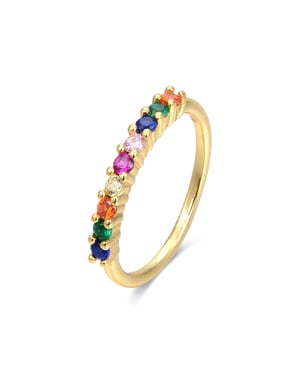 Luxenter Sterling Silver 925 ring med flerfärgad zirkonia i 18K gult guld - Giloth