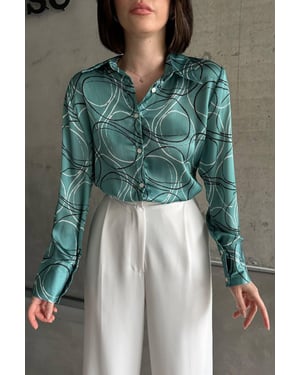 Geometrisch Patroon Lange Mouw Shirt met Knoopsluiting