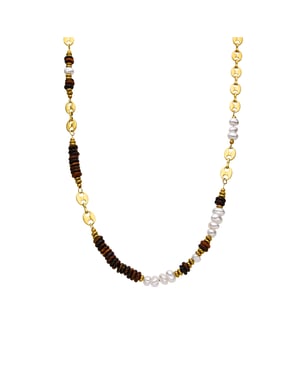 Luxere Tijgeroog ketting met 18k gouden afwerking - Kimbalbo
