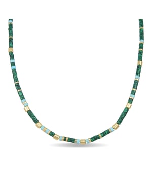 Luxenter Sterling Silver 925 halsband med 18K gulguldpläterad malakit - Ihun