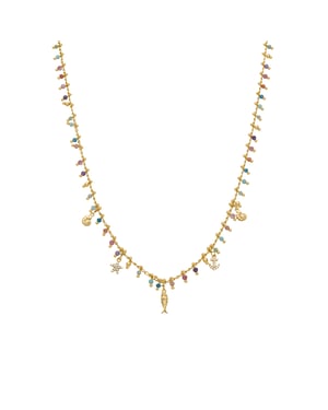 Luxenter Sterling Silver 925 och flerfärgat kristallhalsband med 18k gult guld - Anchor