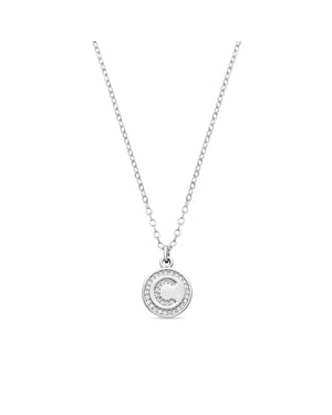 Luxenter Rhodium Plated Briljant Zirkonia Ketting - Alfabet