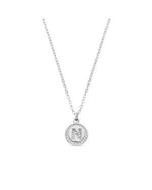 Luxenter Rhodium Plated Briljant Zirkonia Ketting - Alfabet