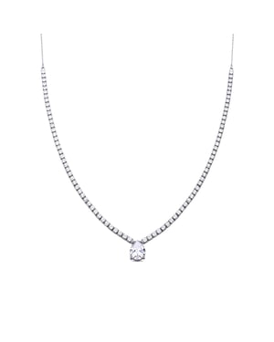 Luxenter Sterling Zilver 925 Ketting met Gerhodineerd Briljant Zirkonia - Guoi