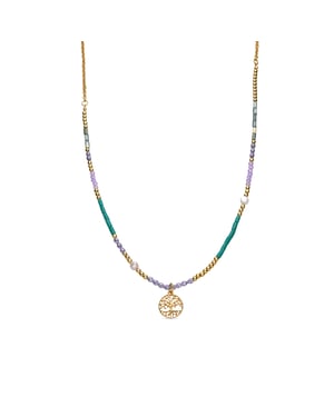 Luxeketting met Blauw Kristal 18k goud afwerking - Zorsi