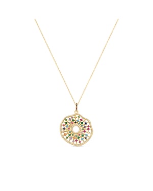 Luxenter Sterling Zilver 925 collier met Veelkleurige Zirkonia afgewerkt in 18K geel goud - Xodoa