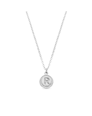 Luxenter Rhodium Plated Briljant Zirkonia Ketting - Alfabet