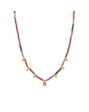 Luxenter Multicolour Toermalijn collier afgewerkt in 18k geelgoud - Baim