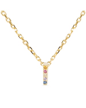 Luxenter Sterling Zilver 925 collier met Veelkleurige Zirkonia afgewerkt in 18K geel goud - Alfabet