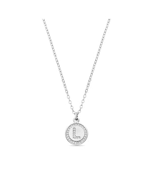 Luxenter Rhodium Plated Briljant Zirkonia Ketting - Alfabet