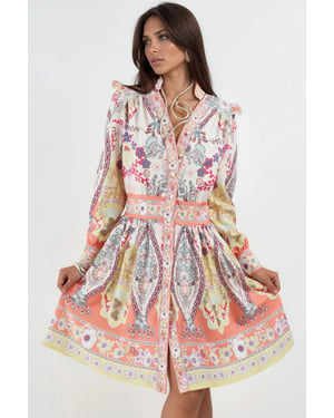 Fleurige Paisley V-Hals Mini Skater Jurk