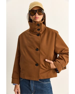 Kort trench coat med mandarin-krage