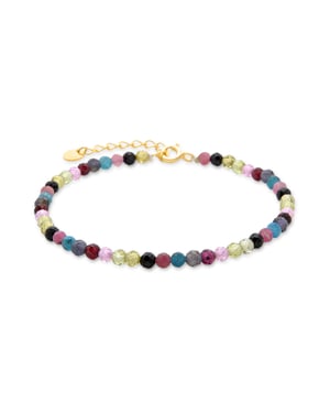 Luxenter Sterling zilveren 925 armband met Multicolour Toermalijn afgewerkt in 18K geel goud - Salblai