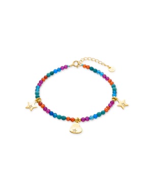 Luxenter 925 Sterling Zilveren Armband met Veelkleurig Kristal afgewerkt in 18K geel goud - Sten