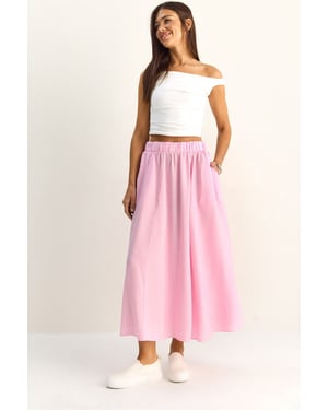 Hoge Taille A-Lijn Maxi Rok met Zakken