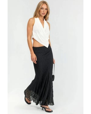 Hoge Taille Kanten Maxi Rok met Split