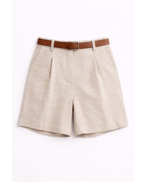 Hoog Taille Wijde Pijpen Geknoopte Tailored Shorts