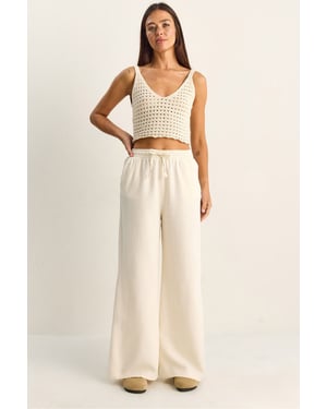 Brede Katoenen Broek met Touwsluiting Taille