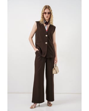 Lange V-hals Geknoopte Slim Fit Vest