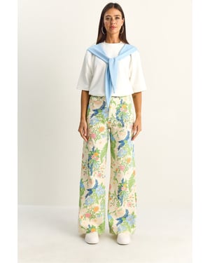 Högmidjade Paisley-mönstrade raka jeans