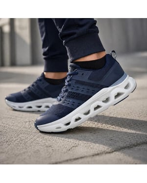 Q1905 Sneaker holten donkerblauw/ wit