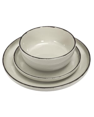 Casa di Elturo 12-delige keramische serviesset siena – /zwart – 4 dinerborden, 4