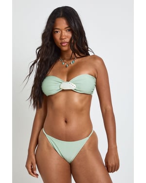 Shell Detail Twist Front Bandeau Bikini Set