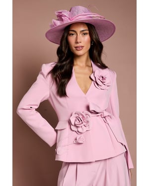 Lisa Tan 3D Corsage Wrap Blazer