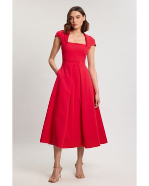 Square Neck Tailored Full Skirted Maxi Dress