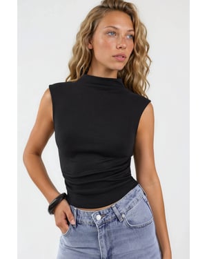 Modal Touch Halve Turtleneck Crop Top