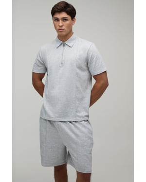 Seam Detail Regular Fit 1/4 Zip Polo & Regular Short Set