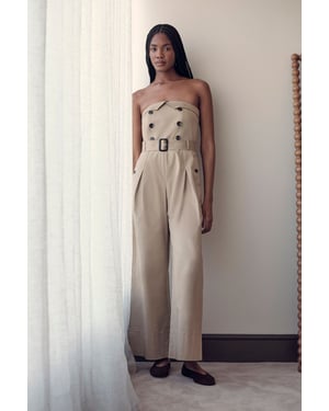 Tailored Cotton Trench Bandeau Jumpsuit