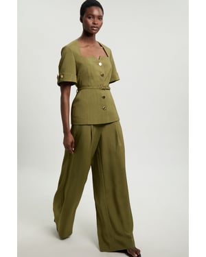 Viscose Blend Wide Leg Tailored Trouser