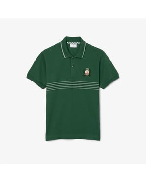 Men's Lacoste Fit L.12.12 Embroidered Shield Polo Shirt in Green