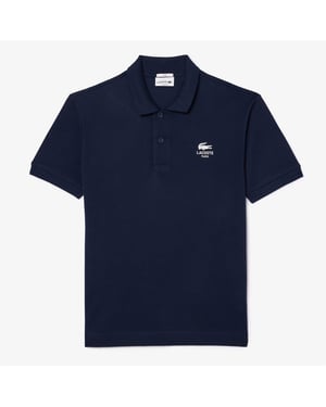 Men's Lacoste Fit Signature Print L.12.12 Polo Shirt in Blue