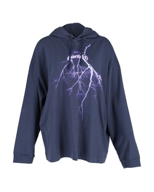 Givenchy Lightning Gedrukt Trekkoord Hoodie In Diepblauwe Katoen