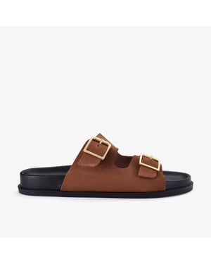 Zarlea Buckle Tan Suede Sandals