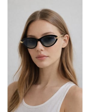 Bold Oval Angular Sunglasses in Black