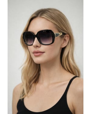 Round Square Side Detail Sunglasses In Black