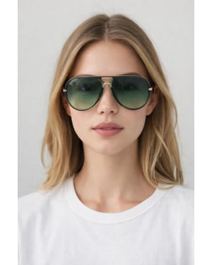 Bold Aviator Metal Arm Sunglasses In Green In Green