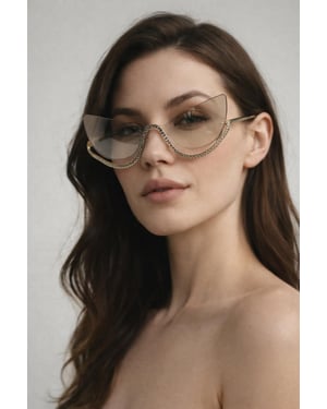 Butterfly Dimante Rimless Sunglasses In Iridescent