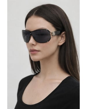 Vintage Rose Wrap Around Sunglasses In Black