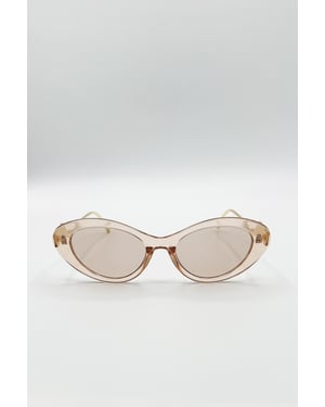 Cat Eye Metal Side Detail Sunglasses In Champagne