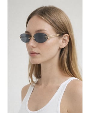 Rimless Oval Sunglasses In Black
